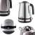 Collage of the Camry CR1291 electric kettle, showing different angles and features