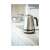 Camry CR1291 stainless steel electric kettle with LCD display and temperature control, silver, in a kitchen setting