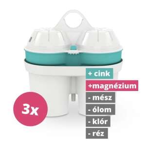 BWT Magnesium Mineralizer + Zinc water filter cartridges, 3 pack, showing the filter cartridges and benefits