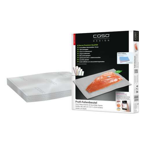 Caso vákuum tasakok, 40x60cm, 25db, professzionális minőség, élelmiszer tárolás, sous vide, fagyasztó tasakok