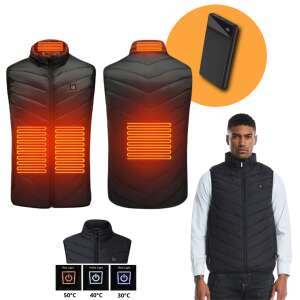 Pepita hőtükrös fűthető Mellény beépített USB csatlakozóval - XL méret + Powerbank 10000mAh #fekete
