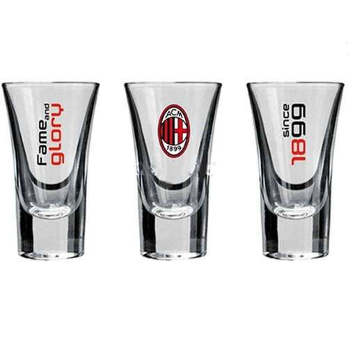 3 db-os AC Milan shot pohár szett, 50 ml-es, AC Milan logóval és 'Fame and Glory' felirattal - Röviditalos pohár