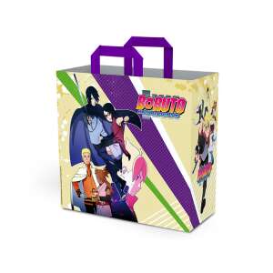 Konix Boruto "Next Generations" shopping bag with purple handles and a colorful design featuring characters from the anime series - KONIX