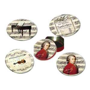 4 db-os Mozart témájú poháralátét szett fémdobozban - Tányéralátét
