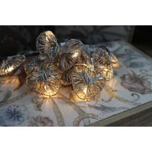 Ezüst szív alakú fényfüzér, 10 lámpa, 160 cm hosszú, akkumulátoros - Nonbrand Fényfüzér