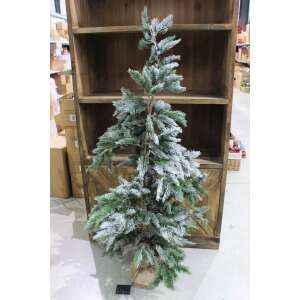 Havas cédrusfa LED 130cm mesterséges karácsonyfa beépített LED lámpákkal, egy fa talapzaton állva - Nonbrand Karácsonyi dekoráció