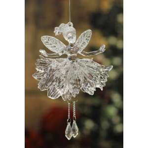 Átlátszó műanyag balerina karácsonyfadísz csillogással, 15cm - Nonbrand Karácsonyfadísz