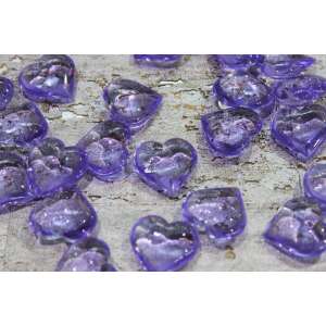 Lila dekoratív szív alakú kövek, 250g - Dekorációs kő