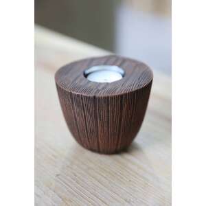 Réz és ezüst színű mécsestartó, 11cm, alumínium, modern design, mécsessel - Mécsestartó