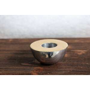 Krémes-ezüst kerek gyertyatartó Cappucino 10cm, oldalnézet - Mécsestartó