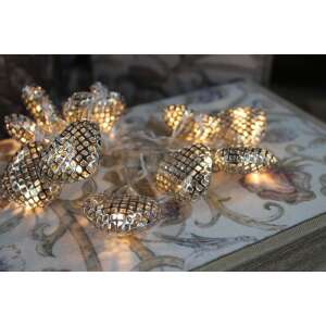 Ezüst szív alakú fényfüzér, 10 lámpa, 160 cm hosszú, elemes - Nonbrand Fényfüzér