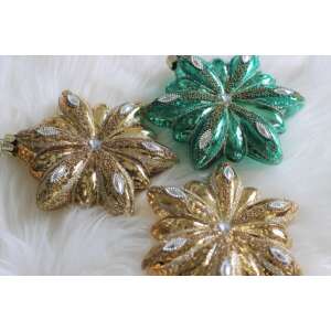 3 darabos arany és türkiz üveg csillag karácsonyfadísz, 11cm - Nonbrand Karácsonyfadísz