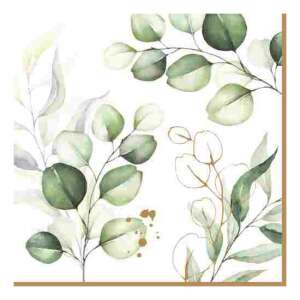 Botanique 20 darabos 33x33cm papírszalvéta zöld levél mintával - Szalvéta