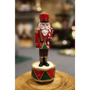 Piros és zöld zenélő diótörő figura, 20 cm magas, karácsonyi zenét játszik - Nonbrand Karácsonyi dekoráció