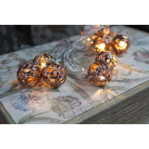 Réz karácsonyi fényfüzér 10 kerek izzóval, 160cm hosszú - Nonbrand Fényfüzér