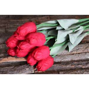 Piros mű bimbózó tulipán levelekkel, 1 darab 65cm 87776012 