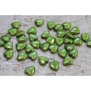 Zöld szív alakú gyöngyök, 250g csomag, 1cm átmérő, ékszerek készítéséhez, kézműveskedéshez és dekorációhoz - Dekorációs kő