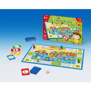 Keller&Mayer Mi lesz a jeled? társasjáték 3-8 éveseknek, a játéktábla, kártyák és dobókocka látható - Keller&Mayer