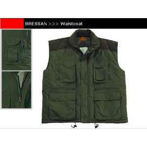 Bressan zöld vadászmellény több zsebbel, erősített vállal, L méret - Férfi mellény