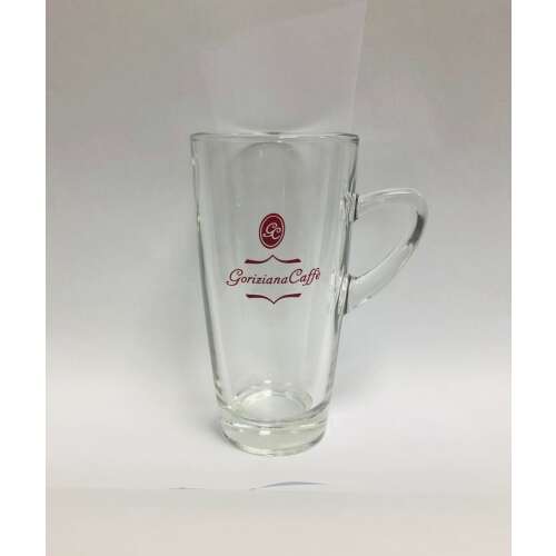 Goriziana Caffe Latte pohár, 300ml, üveg bögre füllel, vastag üveg, Goriziana logóval - Bögre