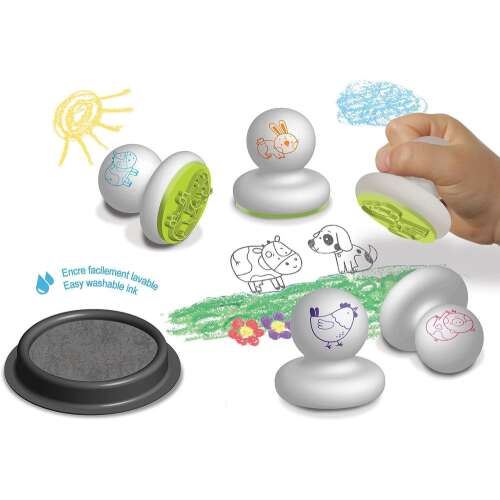 CreaLign farm állat bélyegzők, 6 darabos készlet, könnyen mosható tintával, gyerekeknek