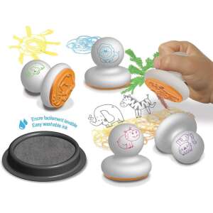 CreaLign Első nyomda készletem - A szavanna állatai, 6 db könnyen mosható tintával ellátott bélyegző készlet, 12 hónapos kortól - Crealign