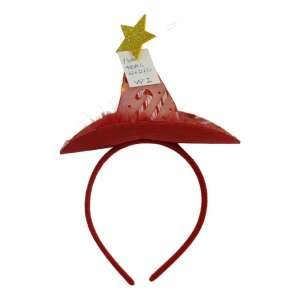 Flippy piros karácsonyi kalap fejpánt LED lámpákkal és csillaggal - Hajcsat, hajráf