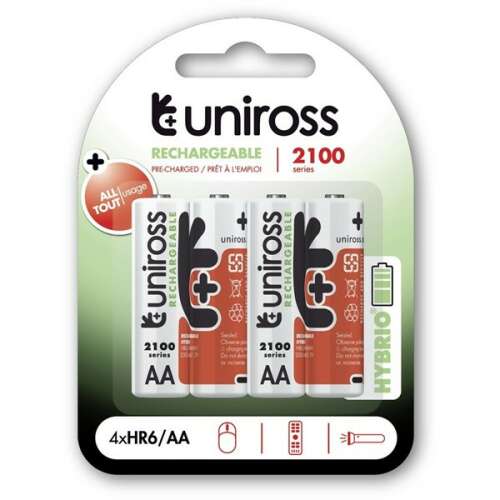 Uniross 2100er Serie AA wiederaufladbare Batterien, 4er Pack