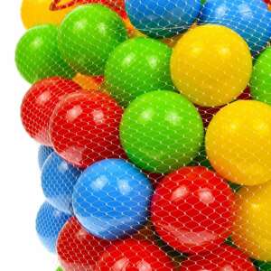 Műanyag labdák vidám színekben, játszósátorba, járókába, 6,5 cm-es, 100 db-os szett hálóban 87847755 Műanyag labda szettek