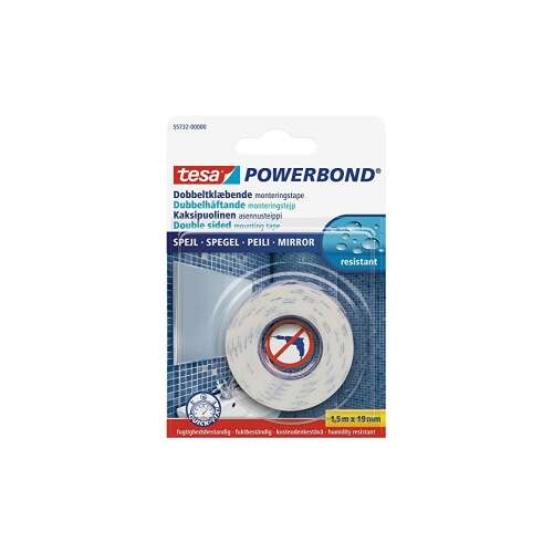 Tesa Powerbond kétoldalas rögzítőszalag tükörhöz, 19mm x 1,5m, páraálló - Tesa