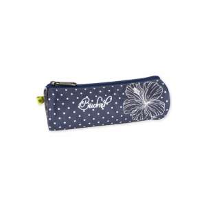 Budmil Lessy pencil case, blue with white polka dots and a flower design - Pencil Case