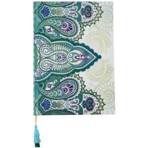 Boncahier Mediterraneo Big Blue Notizbuch mit Paisley-Muster und Quasten-Lesezeichen - Tagebücher