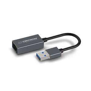 Adapter sieciowy Esperanza ENA101 USB 3.0 Gigabit Ethernet, szary, czarny kabel - Karta sieciowa