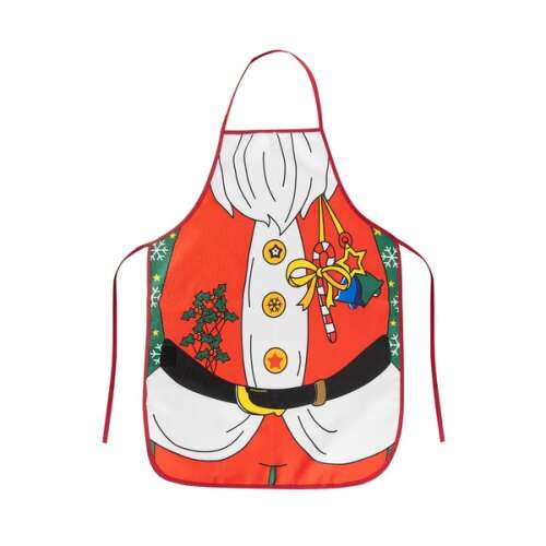 Santa Claus Christmas apron, red and white, 92x51 cm