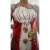 Santa Claus Christmas apron, red and white, 92x51 cm, worn by a woman