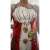 Santa Claus Christmas apron, red and white, 92x51 cm, worn by a woman