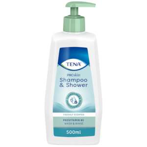 Tena ProSkin Shampoo & Shower, 500ml bottle, gentle cleansing for sensitive skin and hair - Shampoo