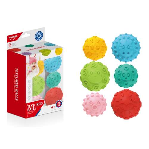 Set mit 6 strukturierten Babybällen, perfekt für sensorisches Spiel und Entwicklung