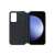 Samsung Smart View Wallet Case for Galaxy S23 FE, black, open view, showing card slot and phone screen