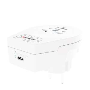 Adaptor de călătorie Skross World to Europe, alb, vedere înclinată - Adaptoare de rețea