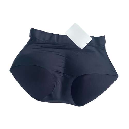 Magasított derekú push-up bugyi, fekete S/M, alakformáló fehérnemű nőknek