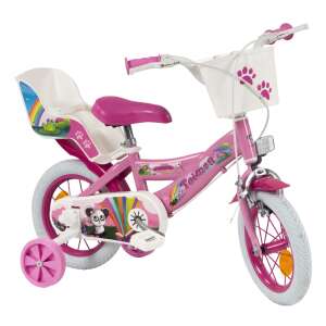 Toimsa Fantasy 12-Zoll rosa Kinderfahrrad mit Stützrädern und Puppensitz - Fahrrad für Kinder