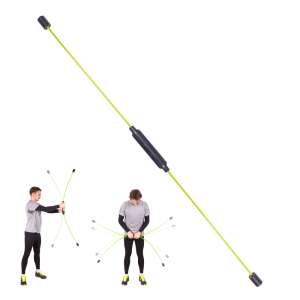 inSPORTline Flexi Bar Easy zöld erősítő rúd, a termék és a használat példáinak kollázsa - Súlyzórúd