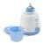 Esperanza EKB002 Pumpkin baby bottle warmer, white and blue, with a bottle and a bowl