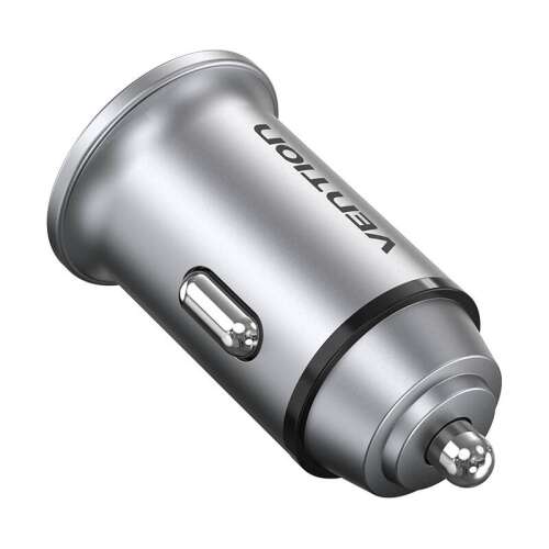 Încărcător auto Vention, gri, porturi USB-A și USB-C