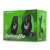 Rampage RMS-G7 Falsetto 2.0 green and black USB powered desktop speakers with RGB LED lighting in a box