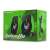 Rampage RMS-G7 Falsetto 2.0 green and black USB powered desktop speakers with RGB LED lighting in a box