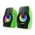 Rampage RMS-G7 Falsetto 2.0 green and black USB powered desktop speakers with RGB LED lighting