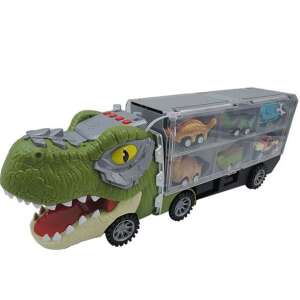 Yisu Toys Dinosaur Container Truck, camion verde de jucărie cu cap de dinozaur, 4 mașini mici de dinozaur în interior - Nonbrand Maşinuţe