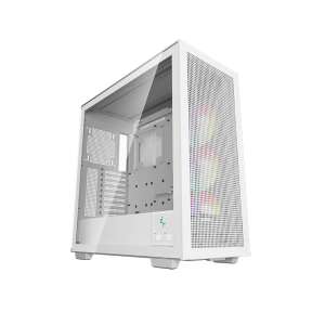 Carcasă PC DeepCool MORPHEUS Albă Vedere unghiulară cu panou lateral din sticlă securizată - DeepCool